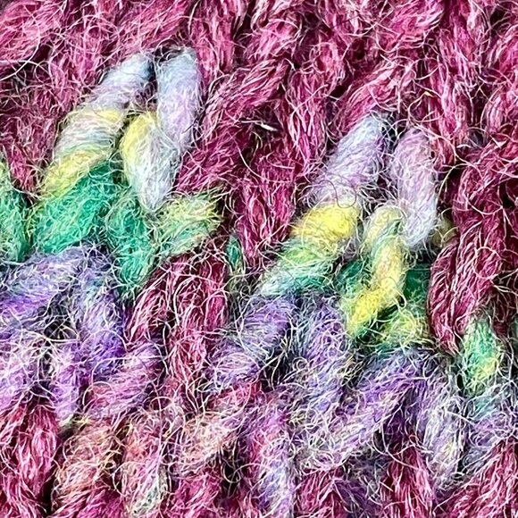 Hand Knit Wool Fair Isle Turtleneck Sweater Women’s XS | Raspberry Nordic Ski - Picture 12 of 13